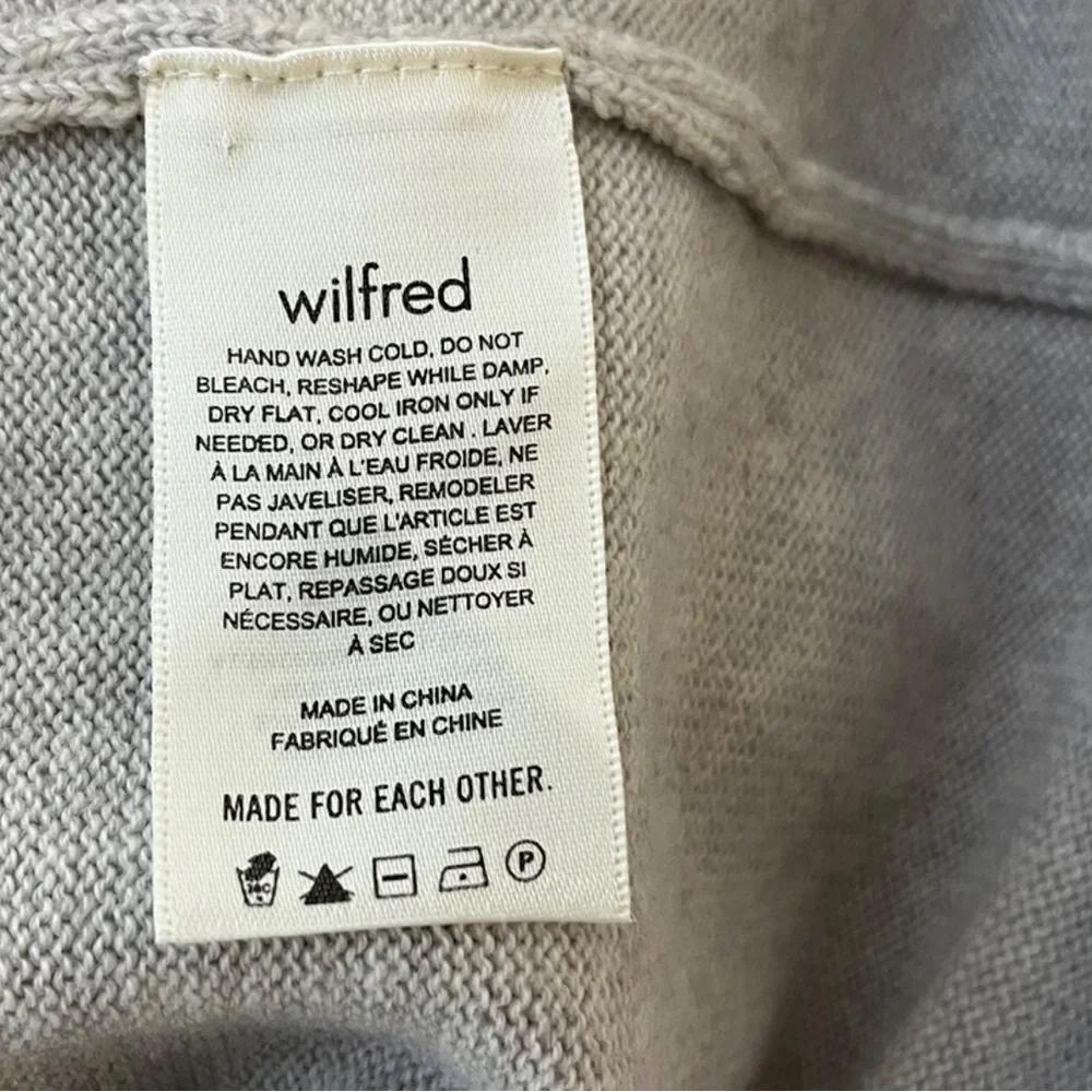 Wilfred 100% Merino Wool Cream Mock Neck Sweater Dress w/ Front Slit – Size S - Picture 10 of 10